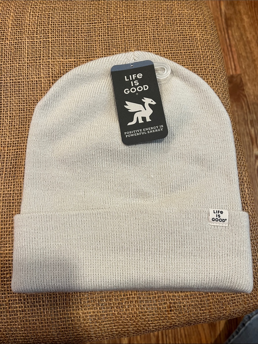Life Is Good Adults Cream Knit Cuffed Beanie